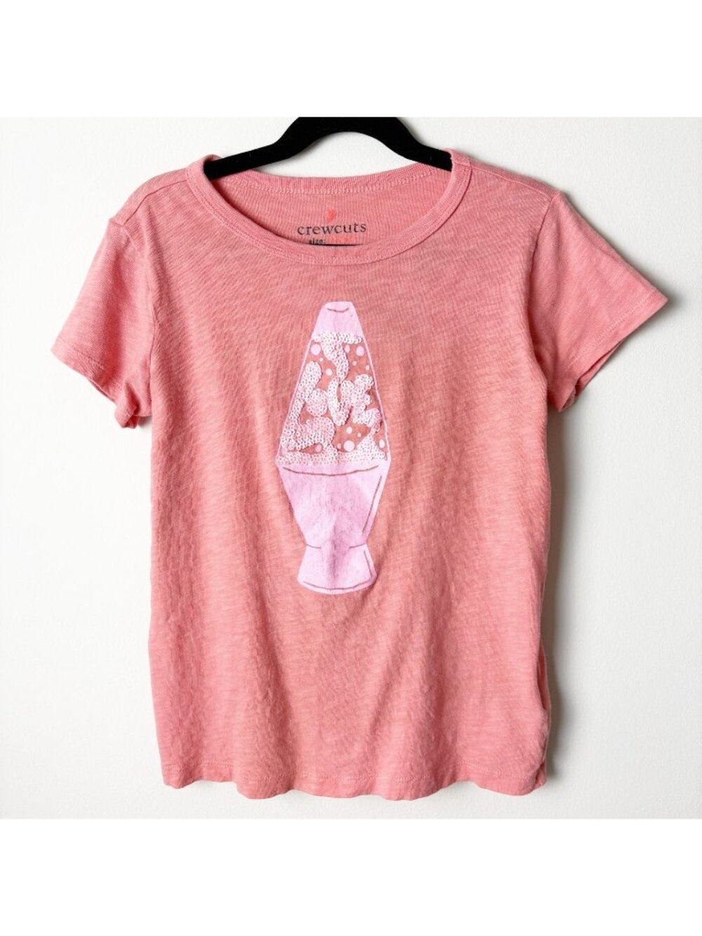 CREWCUTS Girls Sz 8-9 Medium Pink Sequin Graphic Tee "Love" Lava Lamp
